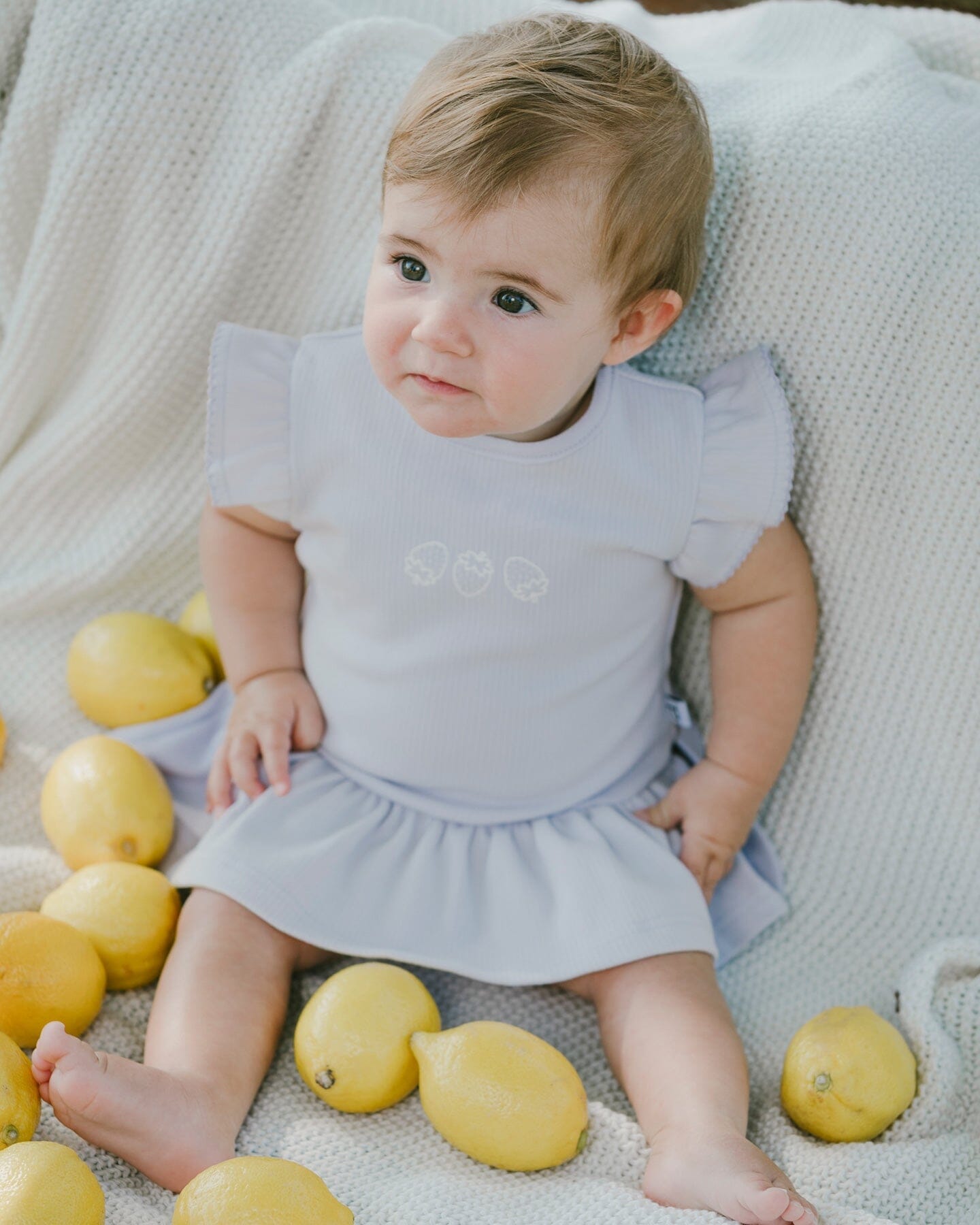 Cotton Rib Jersey Romper With Frill Lilac - Image 2