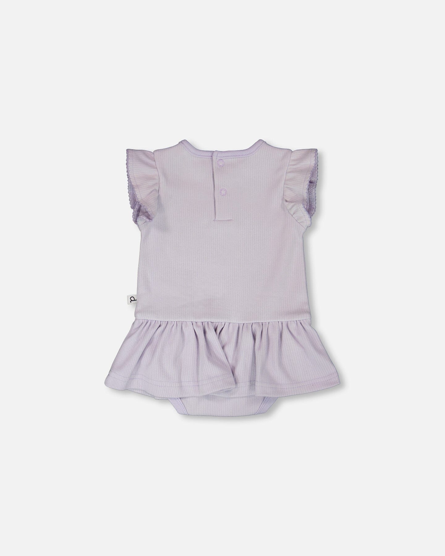 Cotton Rib Jersey Romper With Frill Lilac - Image 3