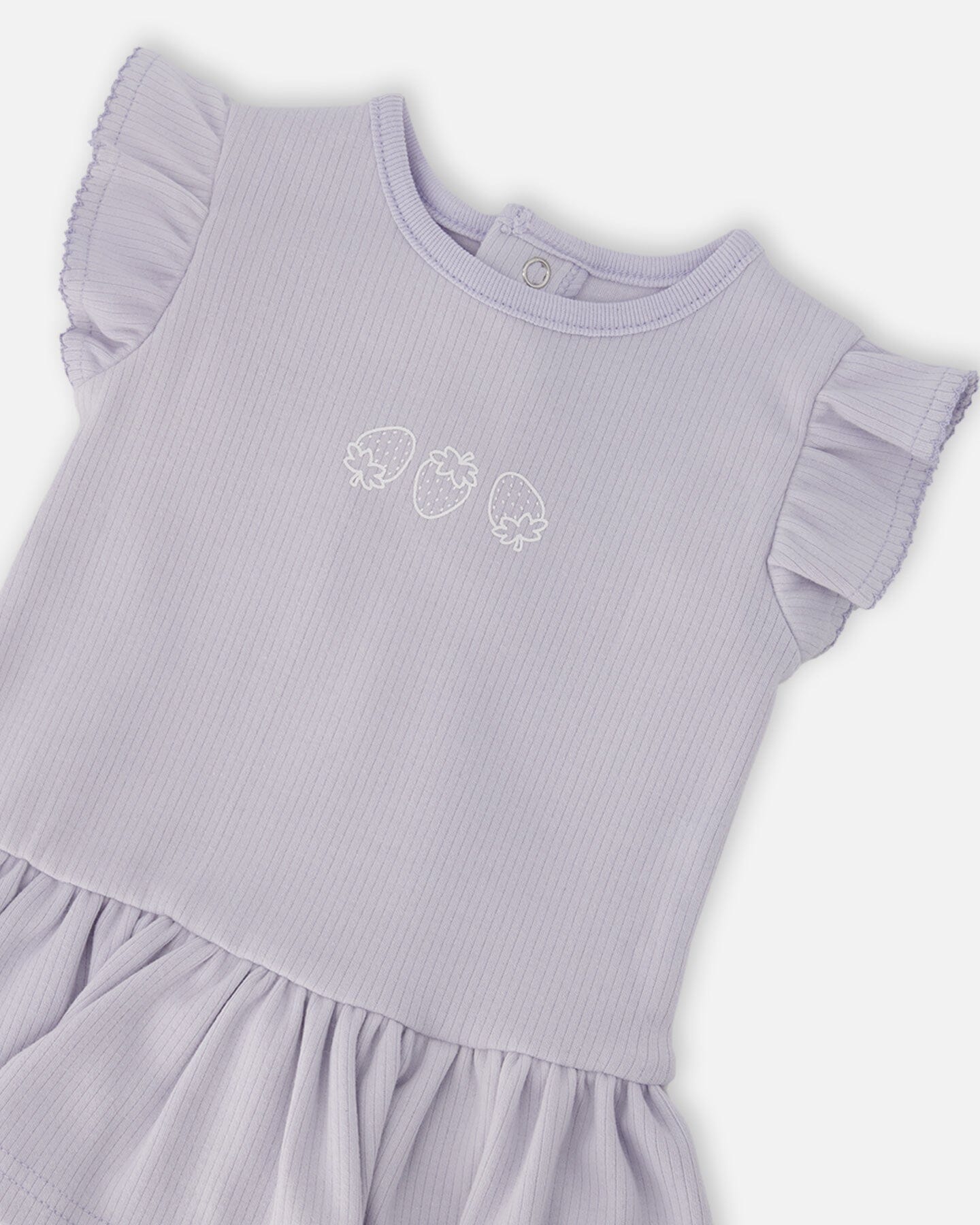 Cotton Rib Jersey Romper With Frill Lilac - Image 4