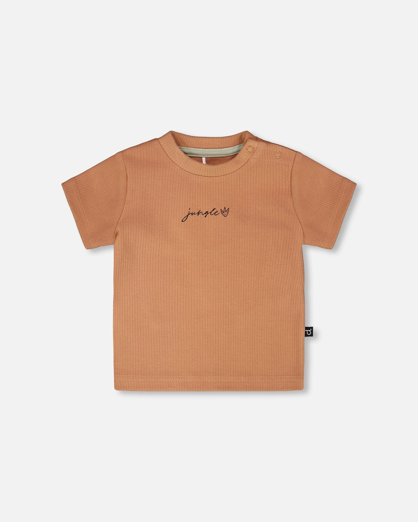 Cotton Rib Jersey T-Shirt And Organic Cotton Jersey Short Set Caramel And Beige Zebra Print - Image 6