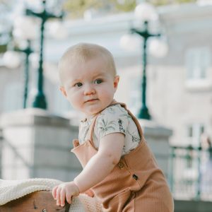 Organic Cotton Jersey Onesie And Cotton Rib Shortall Set Beige Zebra Print And Caramel - Image 2
