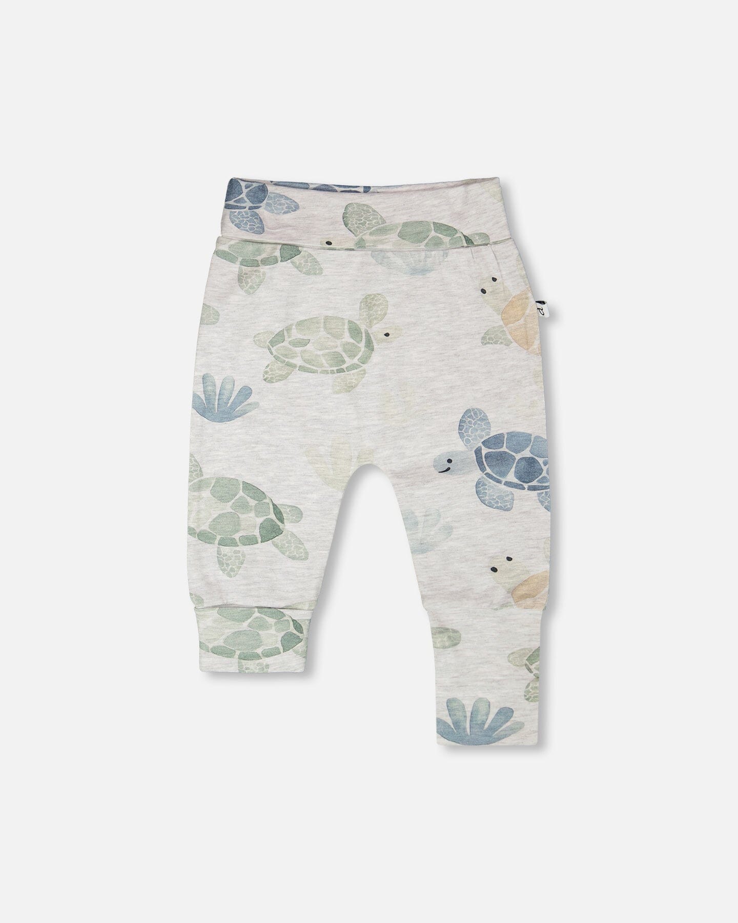 Organic Cotton Jersey Evolutive Pants Grey Mix Turtle Print - Image 5