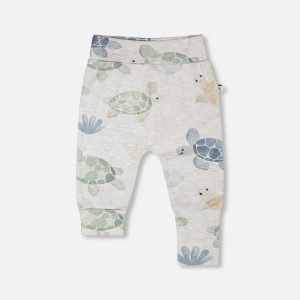 Organic Cotton Jersey Evolutive Pants Grey Mix Turtle Print - Image 9