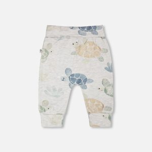 Organic Cotton Jersey Evolutive Pants Grey Mix Turtle Print - Image 2