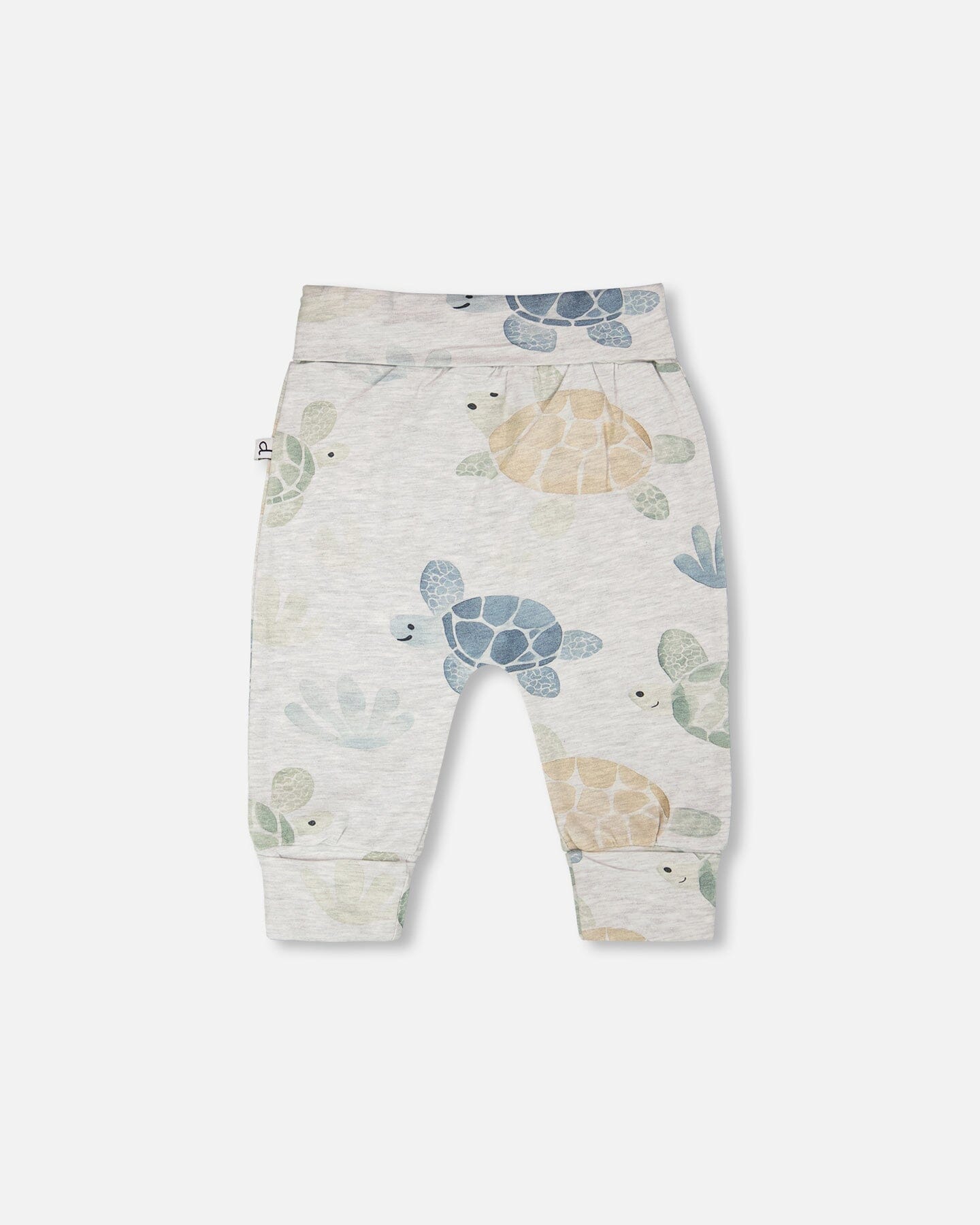 Organic Cotton Jersey Evolutive Pants Grey Mix Turtle Print - Image 2
