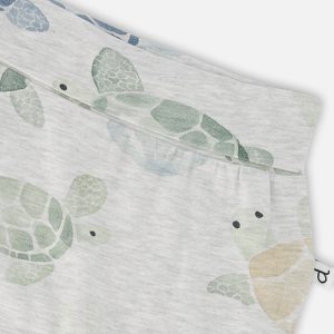 Organic Cotton Jersey Evolutive Pants Grey Mix Turtle Print - Image 3