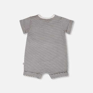 Alternative view of Cotton Jersey Romper Black And Off White Stripes
