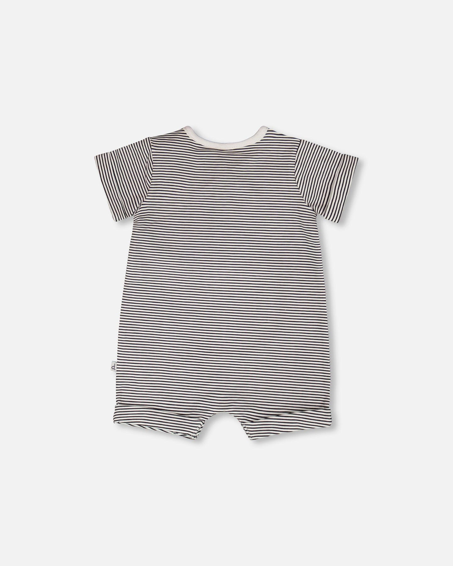 Cotton Jersey Romper Black And Off White Stripes - Image 2