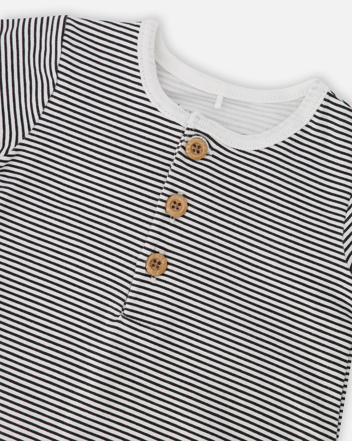 Cotton Jersey Romper Black And Off White Stripes - Image 3