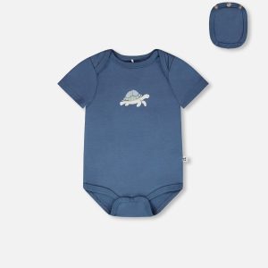 Evolutive Organic Cotton Jersey Onesie Medium Blue - Image 6