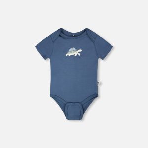 Evolutive Organic Cotton Jersey Onesie Medium Blue - Image 2