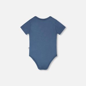 Evolutive Organic Cotton Jersey Onesie Medium Blue - Image 3
