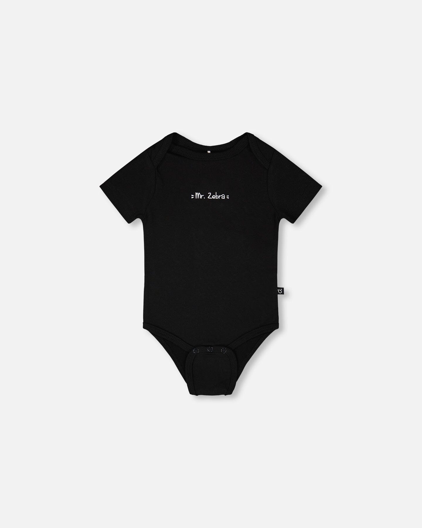 Evolutive Organic Cotton Jersey "Mister Zebra" Onesie Black - Image 2