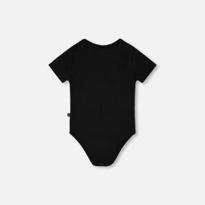 Evolutive Organic Cotton Jersey "Mister Zebra" Onesie Black - Image 3