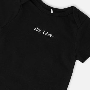Evolutive Organic Cotton Jersey "Mister Zebra" Onesie Black - Image 4