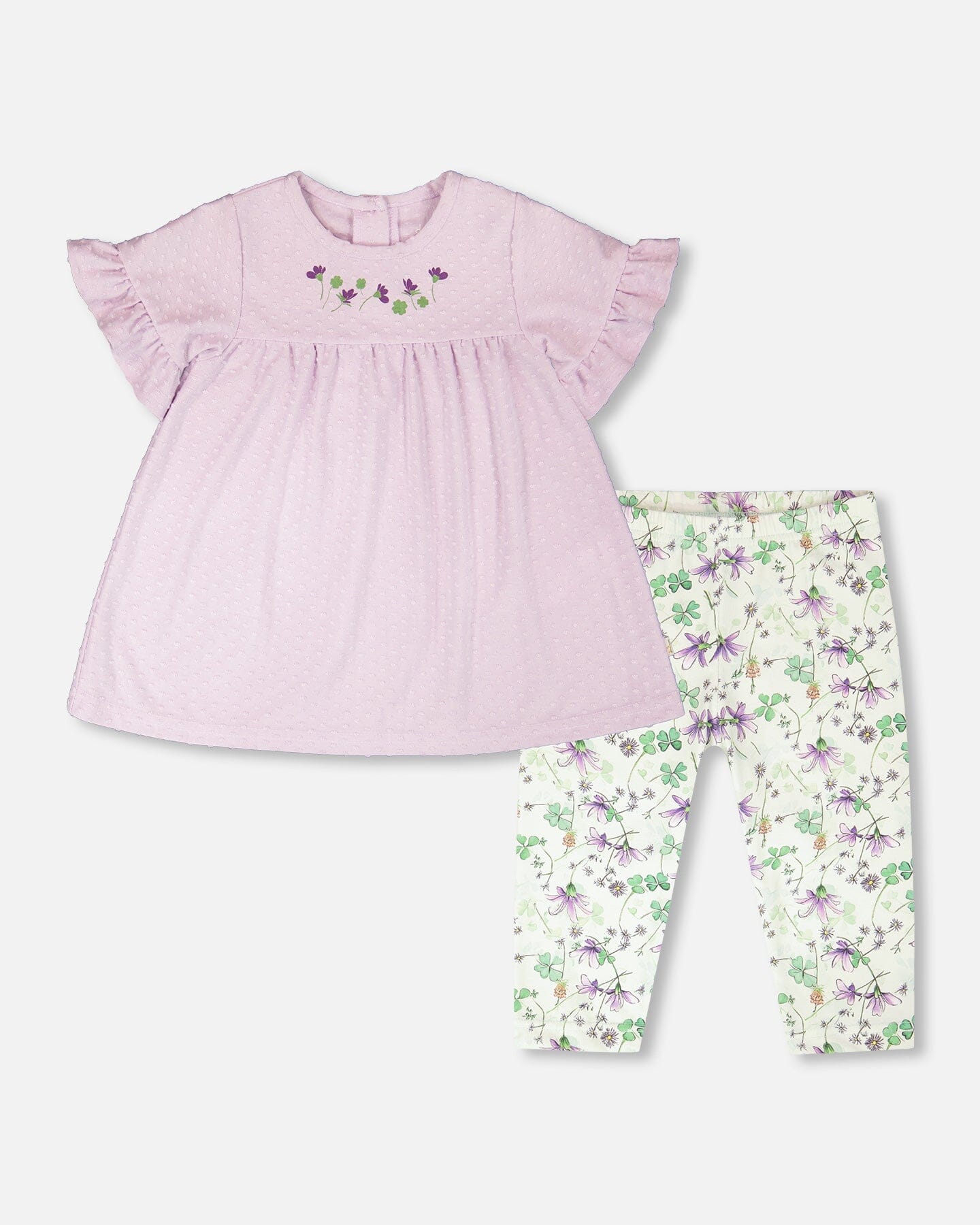 Jersey Tunic And Cotton Capri Set Lavender And Green Printed Flowers - Image 8