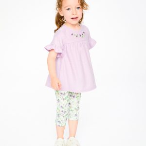 Alternative view of Jersey Tunic And Cotton Capri Set Lavender And Green Printed Flowers
