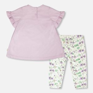 Jersey Tunic And Cotton Capri Set Lavender And Green Printed Flowers - Image 3