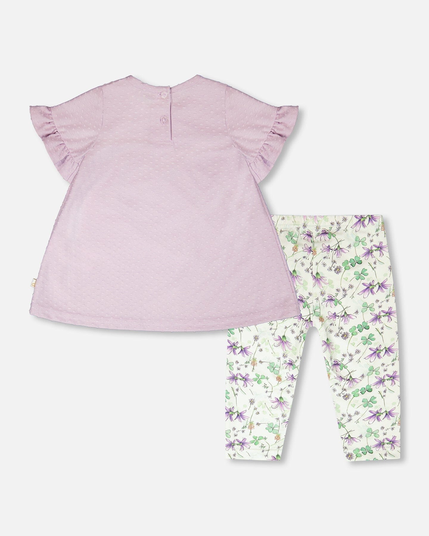 Jersey Tunic And Cotton Capri Set Lavender And Green Printed Flowers - Image 3