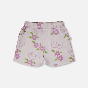 French Terry Shorts Lilac Snails Print