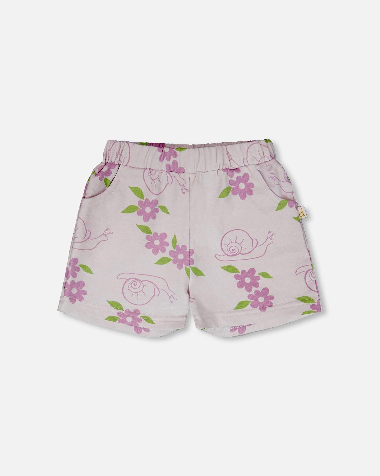 French Terry Shorts Lilac Snails Print - Image 8