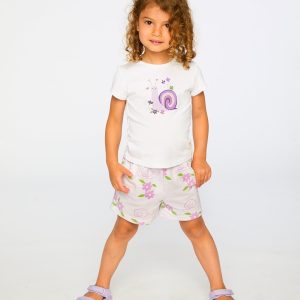 French Terry Shorts Lilac Snails Print - Image 3