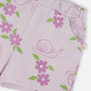 French Terry Shorts Lilac Snails Print - Image 5