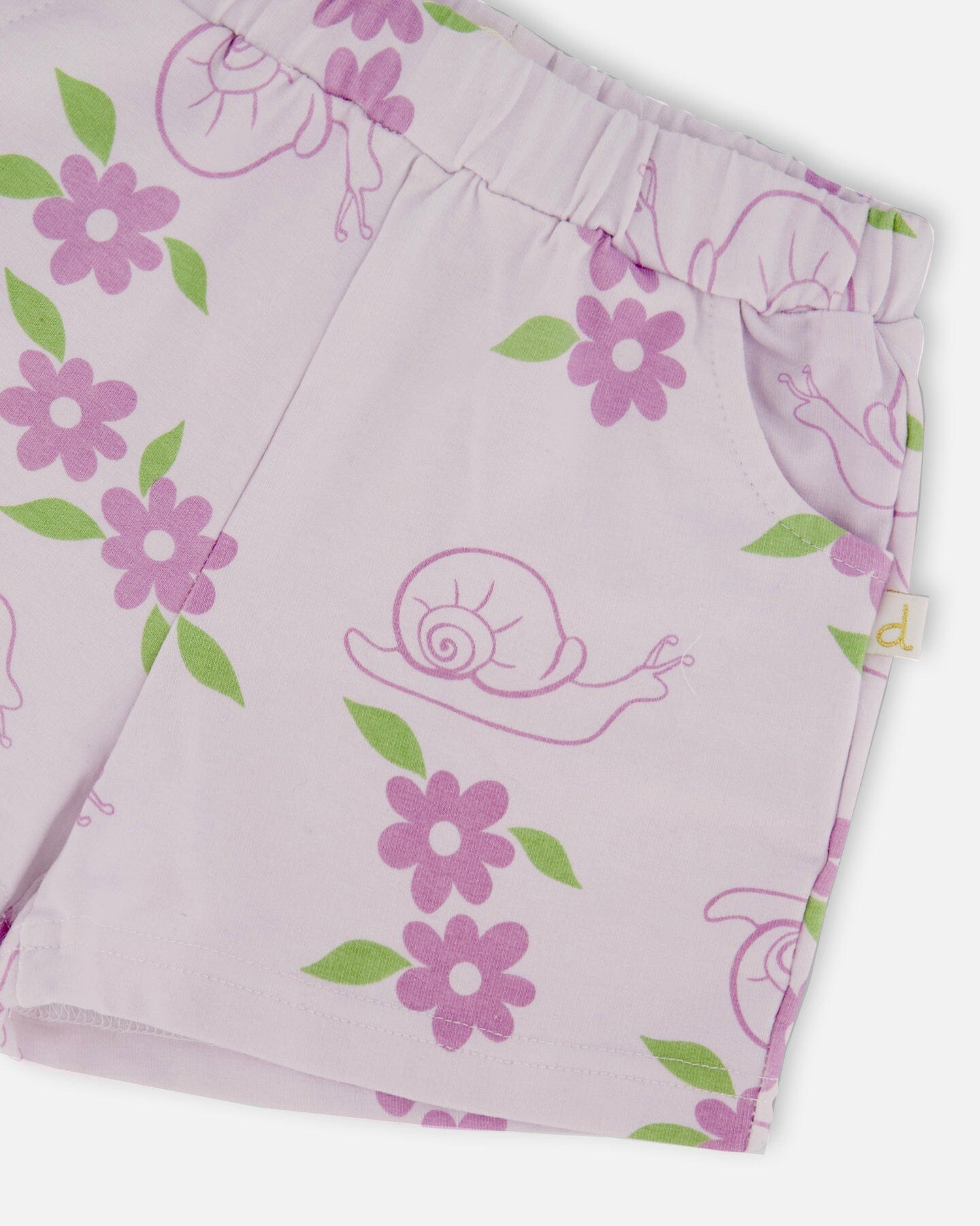 French Terry Shorts Lilac Snails Print - Image 5