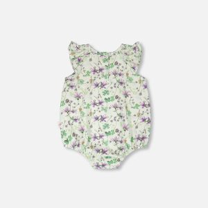 Alternative view of Jersey Romper Green Printed Flowers