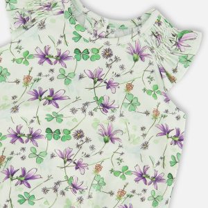 Jersey Romper Green Printed Flowers - Image 3