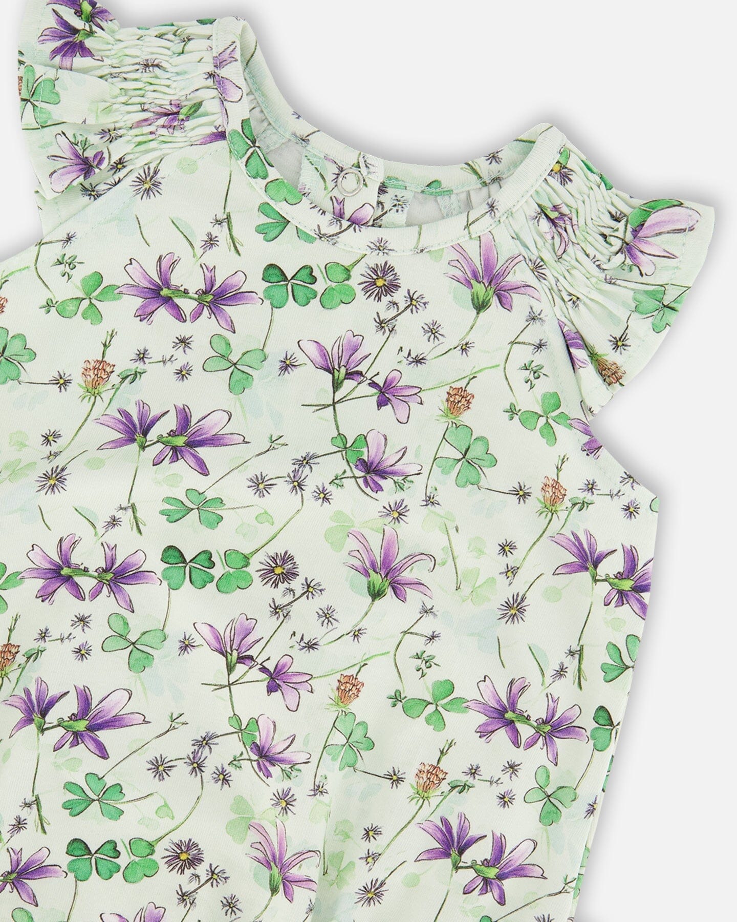 Jersey Romper Green Printed Flowers - Image 3