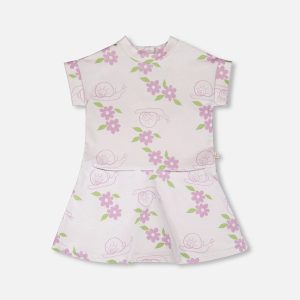 French Terry Dress Lilac Snails Print