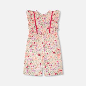 Muslin Jumpsuit Off White Printed Flowers - Image 6