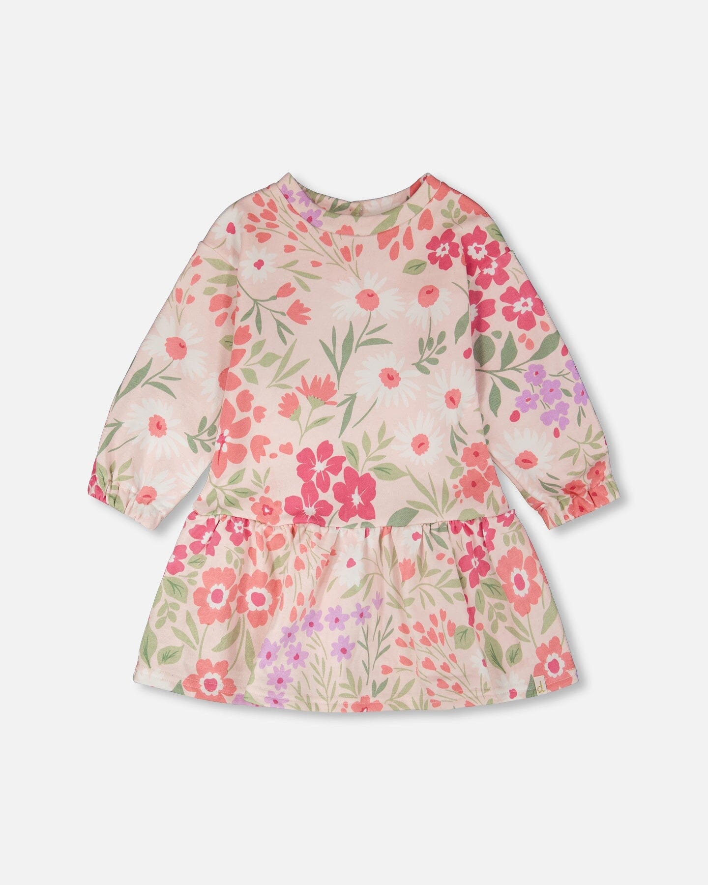 French Terry Dress Pink Printed Flowers - Image 7