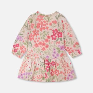 French Terry Dress Pink Printed Flowers - Image 3