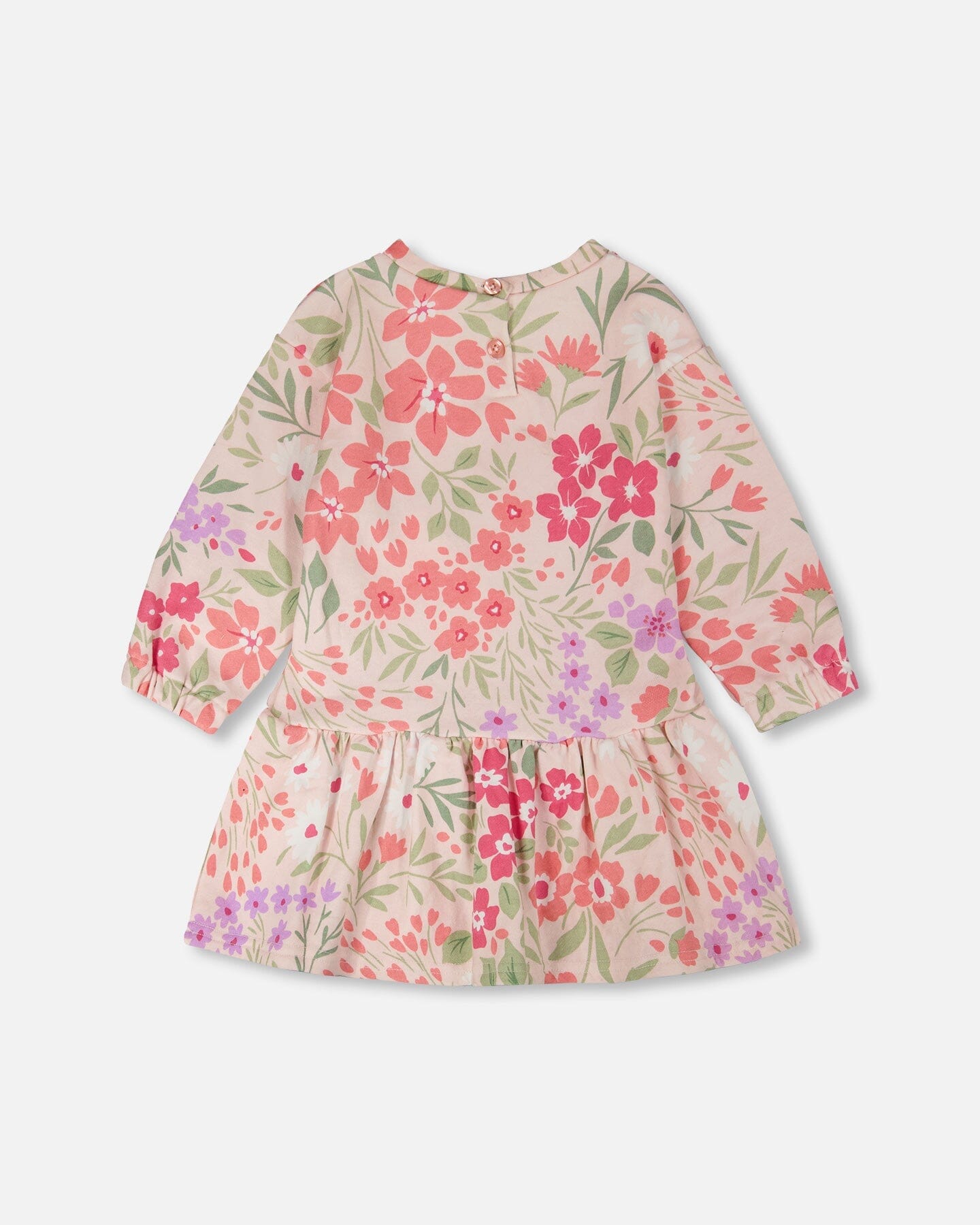French Terry Dress Pink Printed Flowers - Image 3