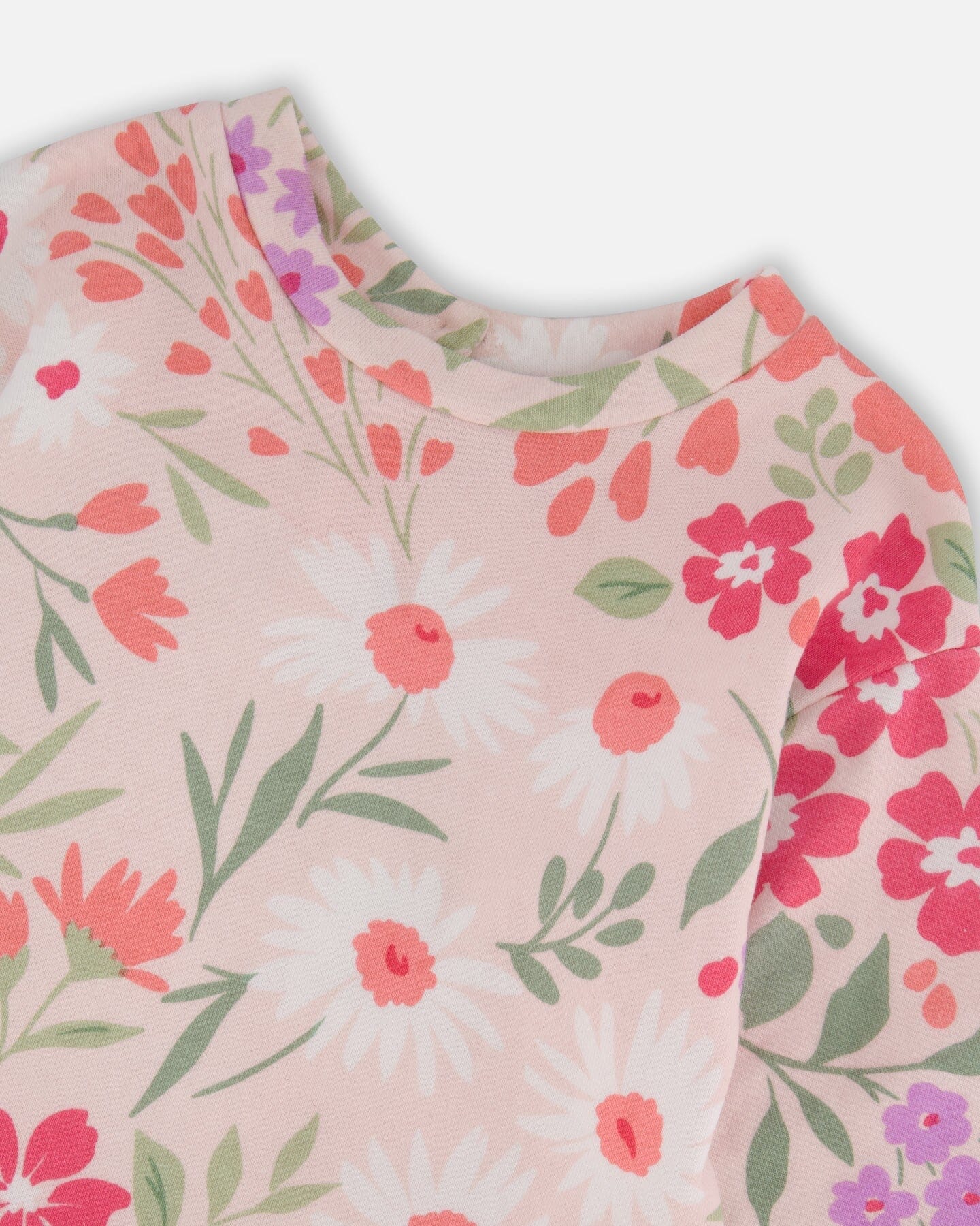 French Terry Dress Pink Printed Flowers - Image 4