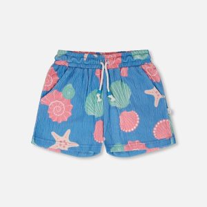 Crinkle Jersey Shorts Blue Shell Print - Image 6