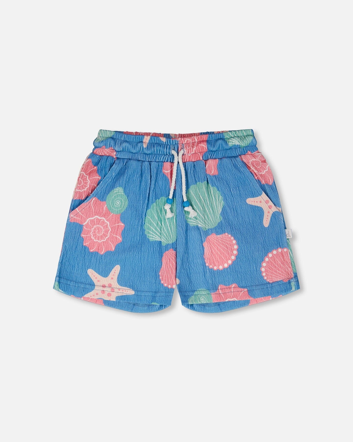 Crinkle Jersey Shorts Blue Shell Print - Image 9