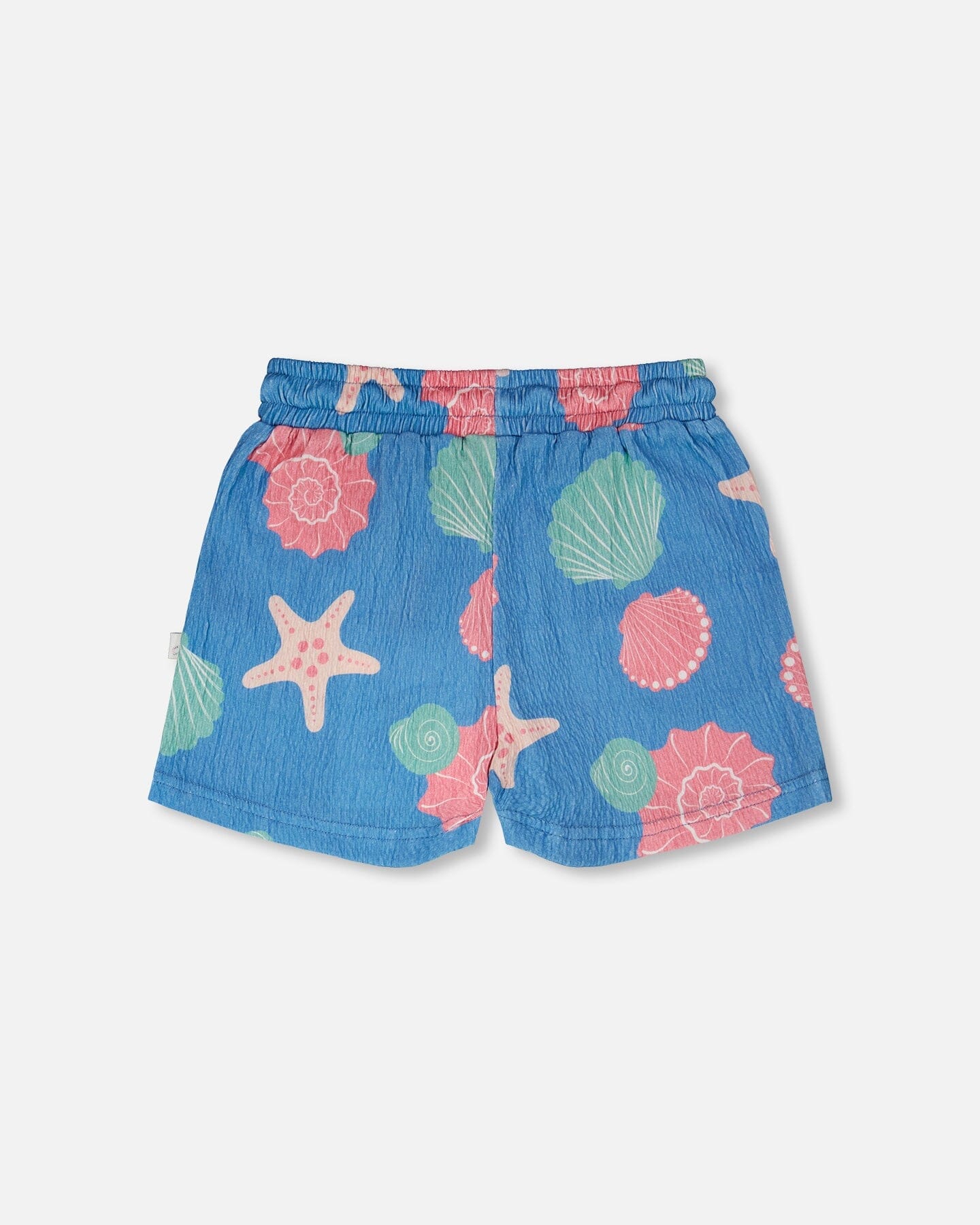 Crinkle Jersey Shorts Blue Shell Print - Image 3