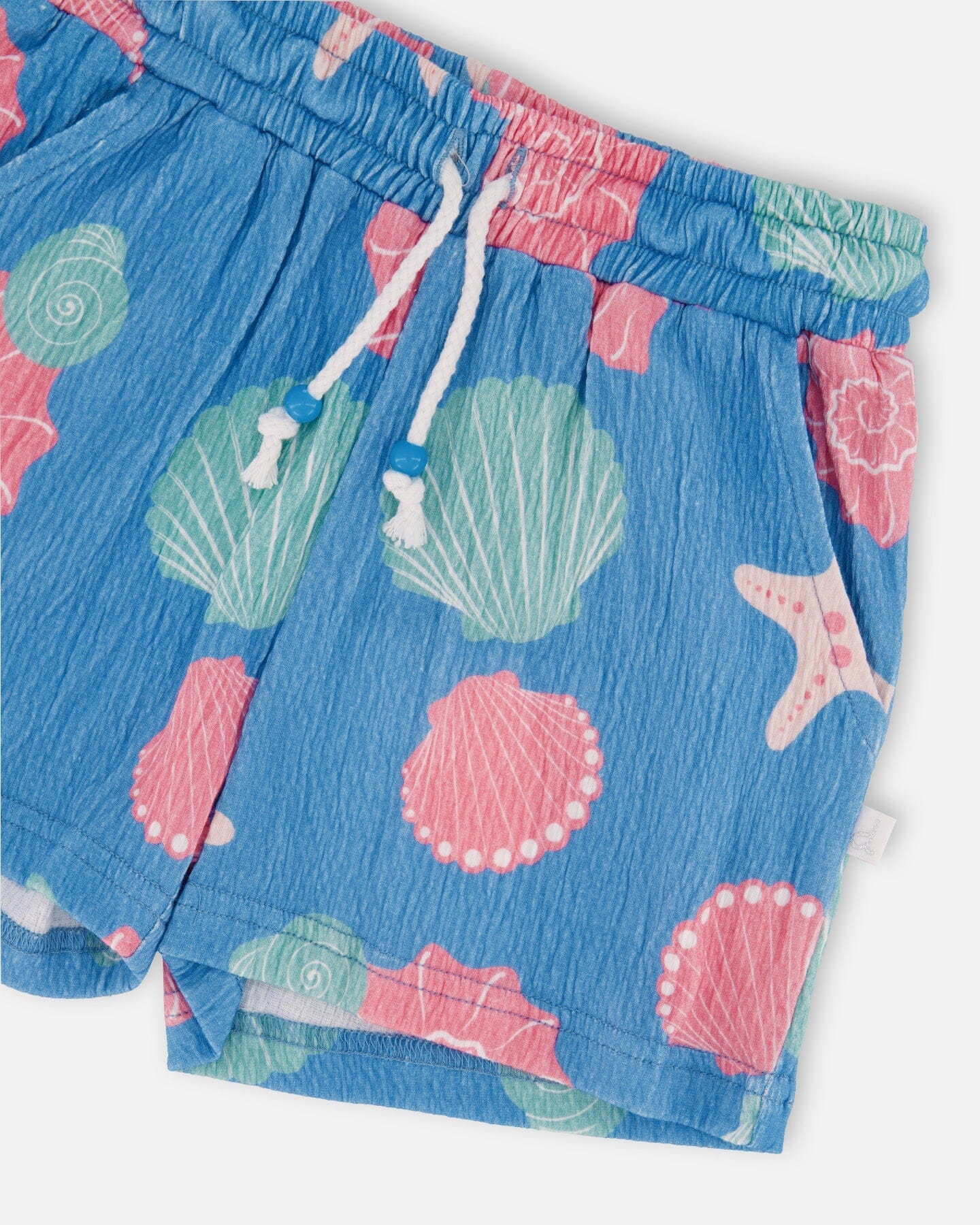 Crinkle Jersey Shorts Blue Shell Print - Image 4