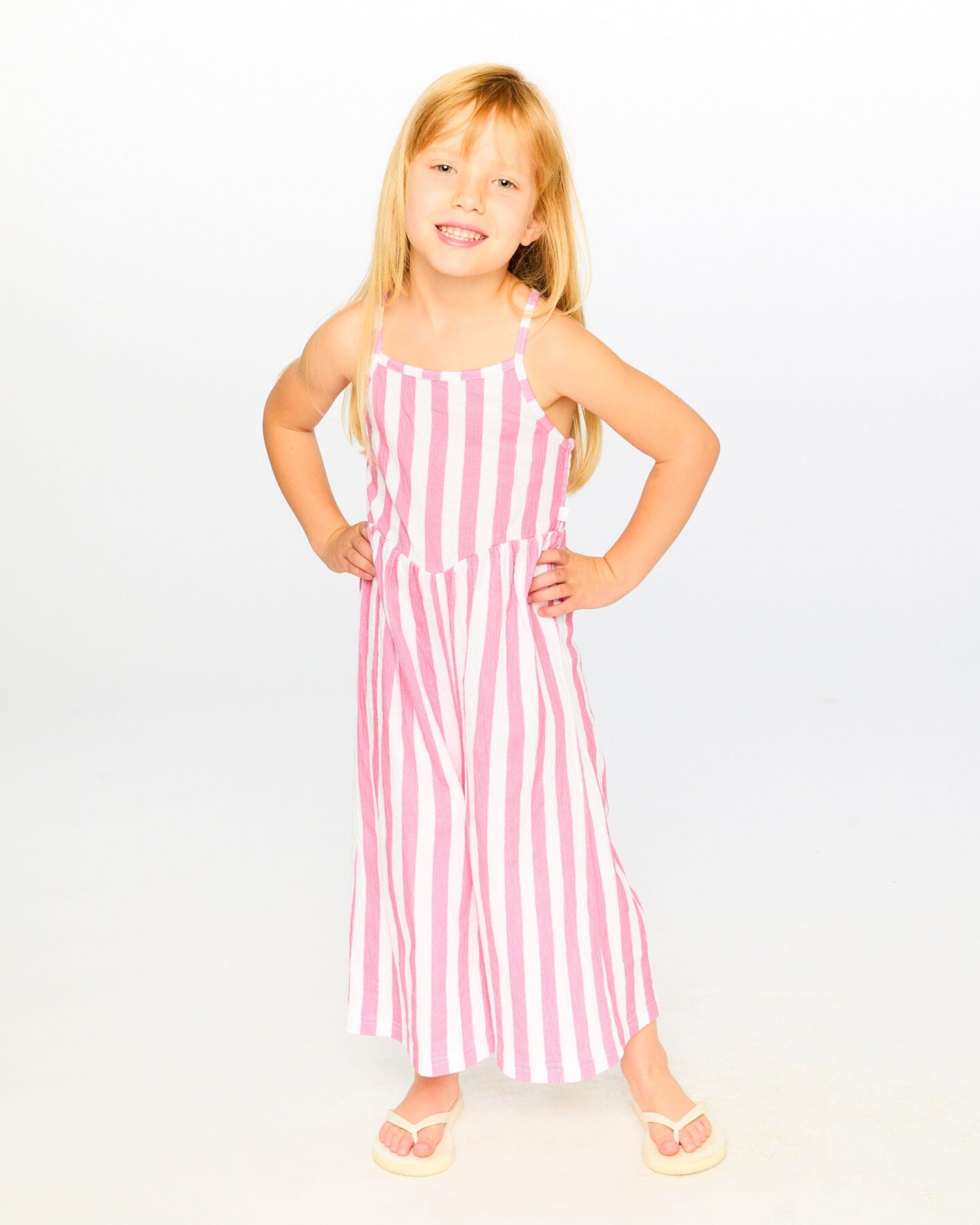 Crinkle Jersey Jumpsuit White And Pink Stripes - Image 4