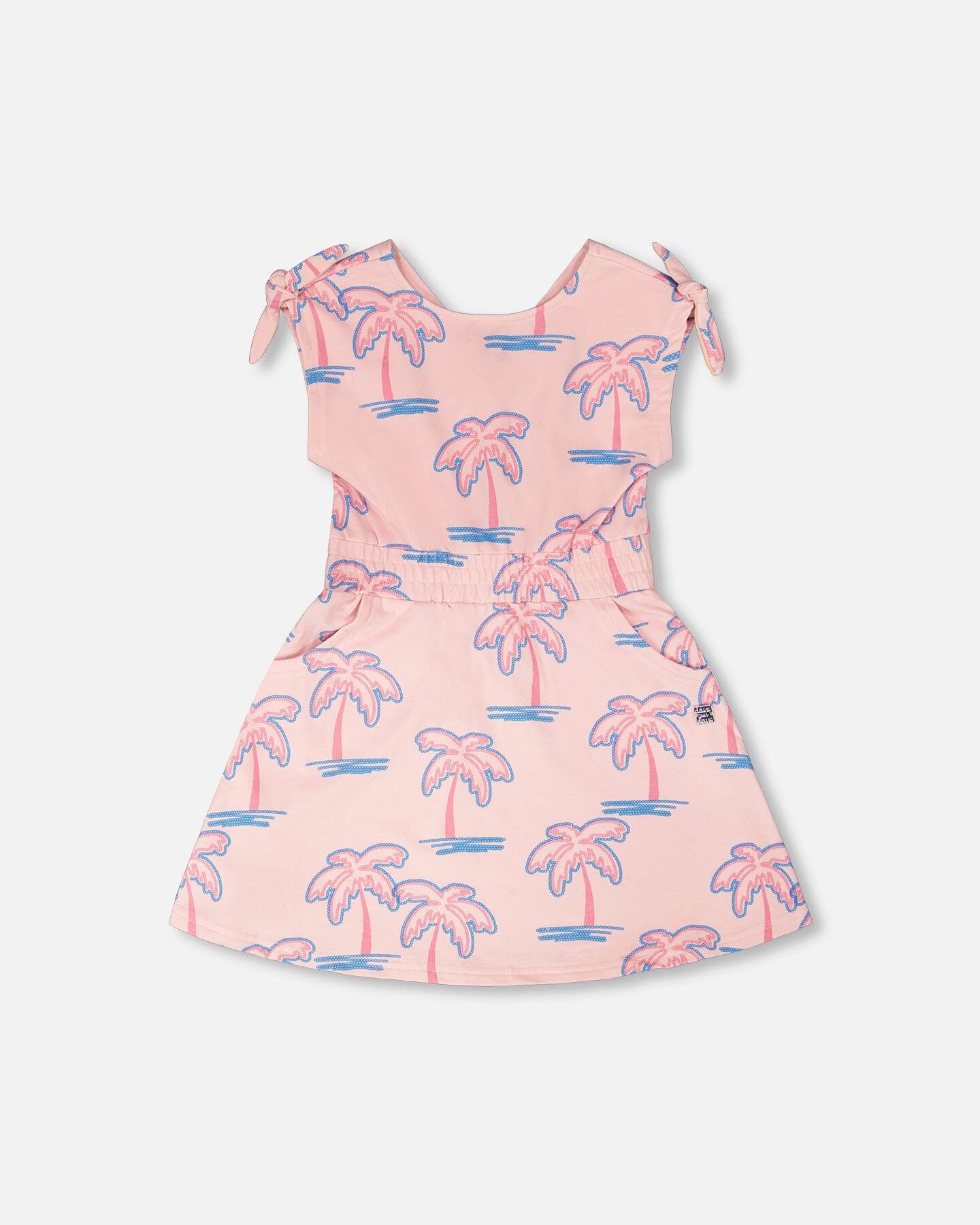 French Terry Dress Light Pink Palm Print - Image 12