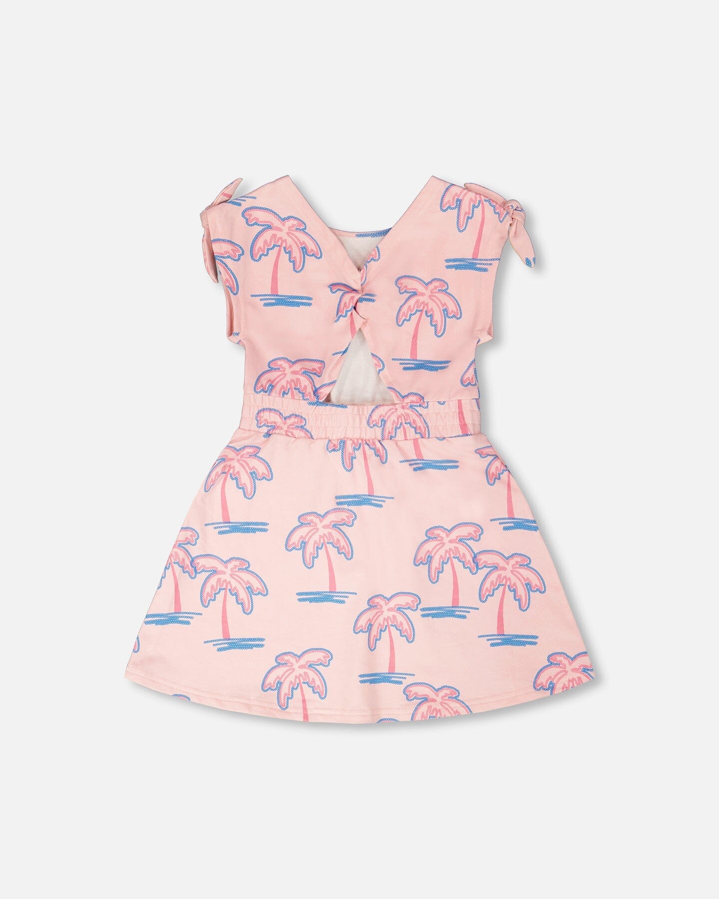 French Terry Dress Light Pink Palm Print - Image 3