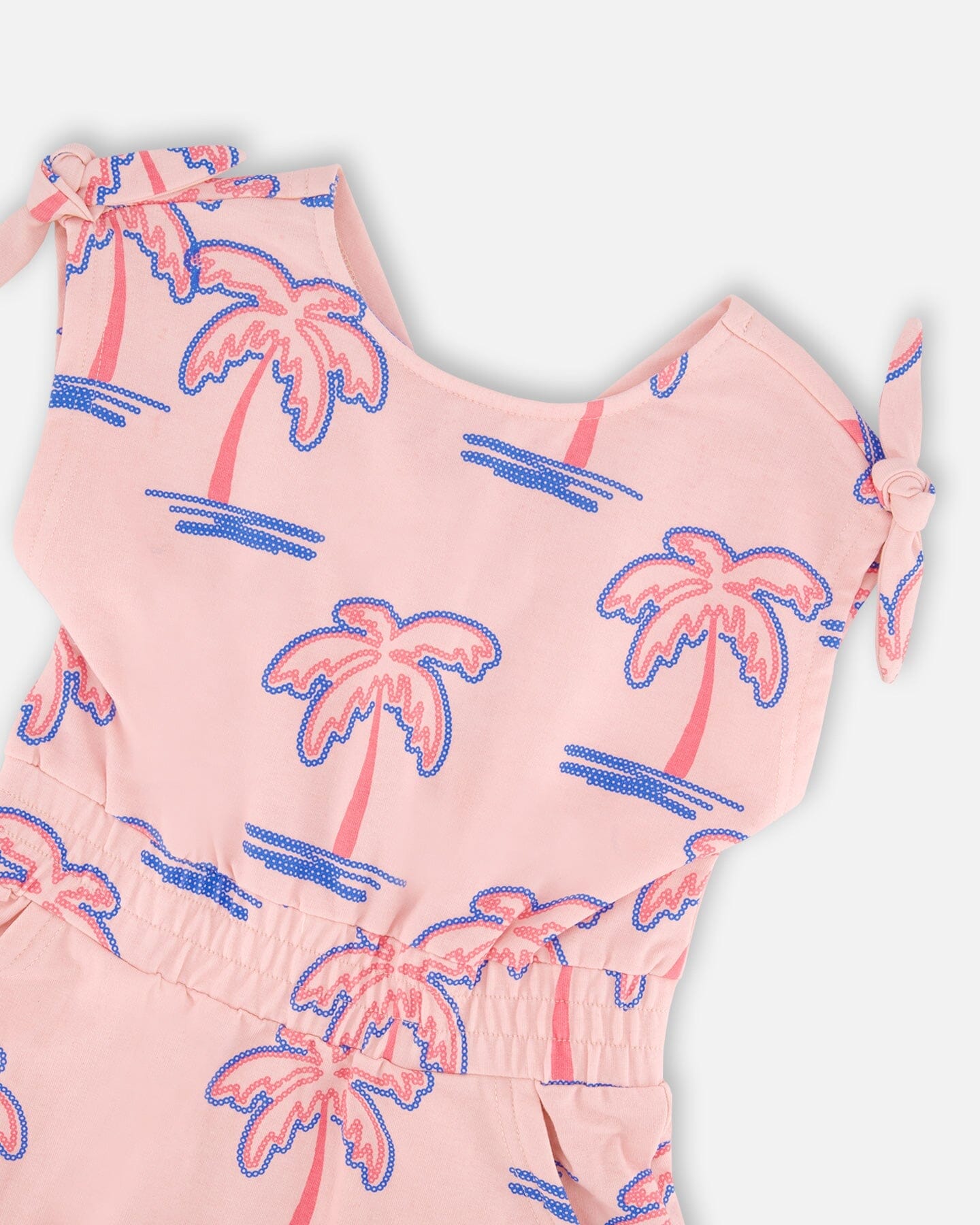 French Terry Dress Light Pink Palm Print - Image 4