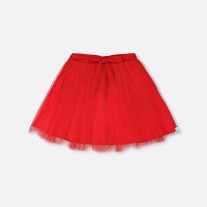Mesh And Eyelet Skirt Red - Image 10