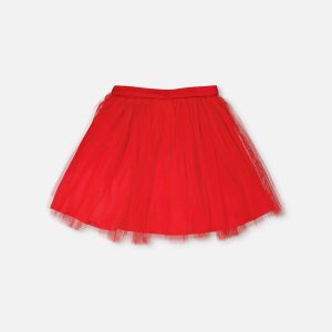 Mesh And Eyelet Skirt Red - Image 3
