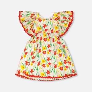 Viscose Dress White Daffodil Print - Image 10