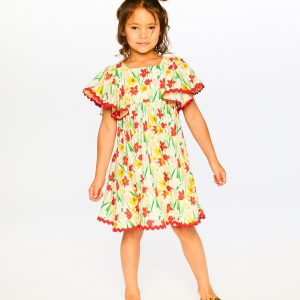 Viscose Dress White Daffodil Print - Image 3