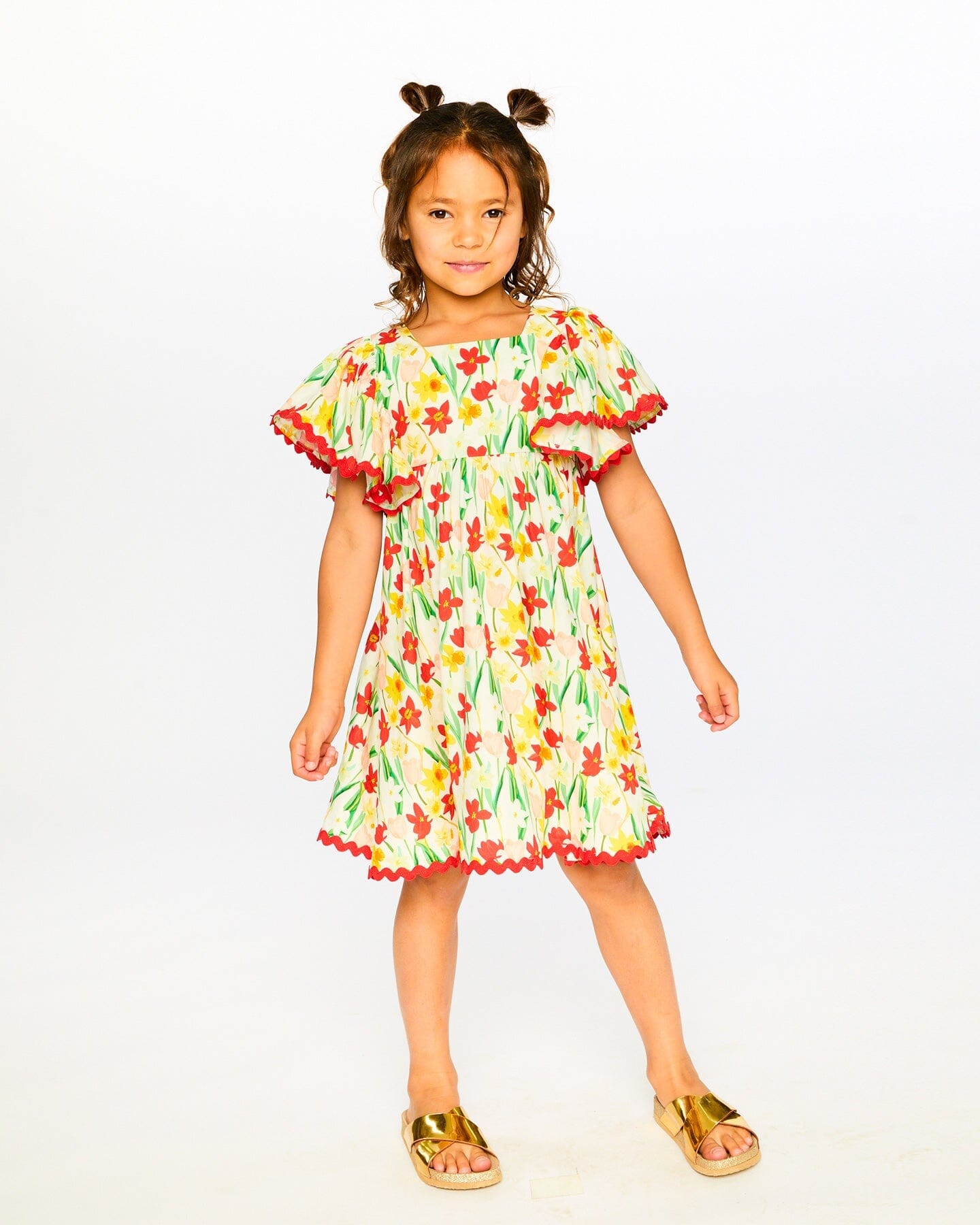 Viscose Dress White Daffodil Print - Image 3